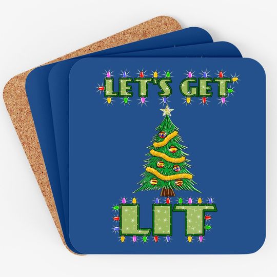 Lets Get Lit Christmas Coaster Its Drinking Dirty Adult Pajama Coaster