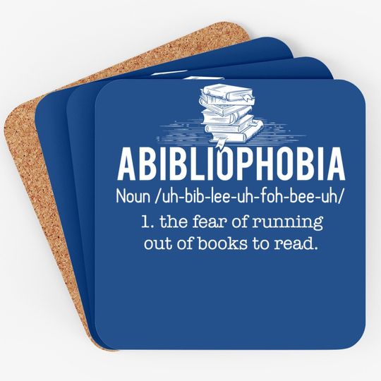 Abibliophobia - Funny Reading Bookworm Reader Gift Coaster