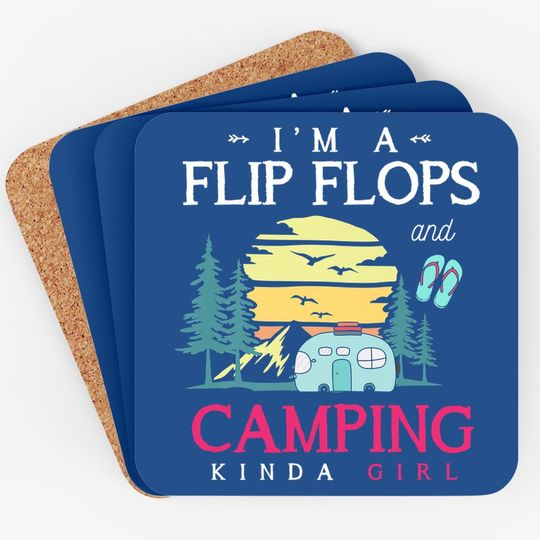 Funny Camper Girls Camp Flip Flops Retro Camping Coaster