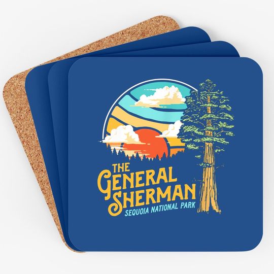 Vintage General Sherman Sequoia National Park Retro Graphic Coaster