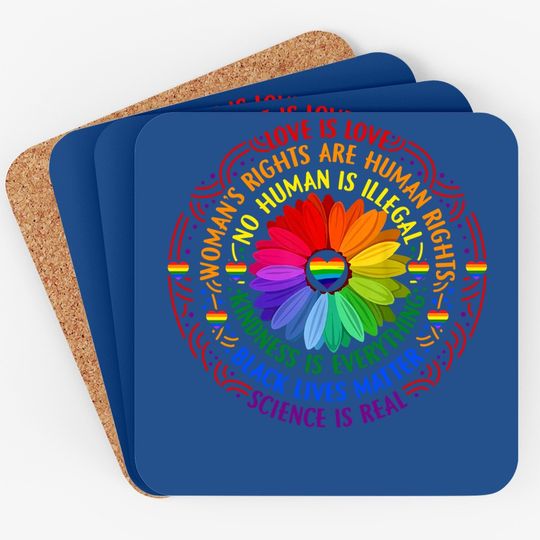 Rainbow Black Lives Matter Science Lgbt Pride Flower Coaster
