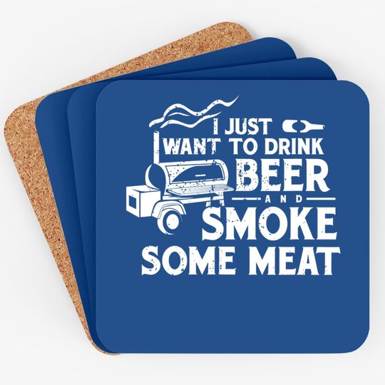 Bbq Smoking Pitmaster Drink Beer Smoke Meat Coaster