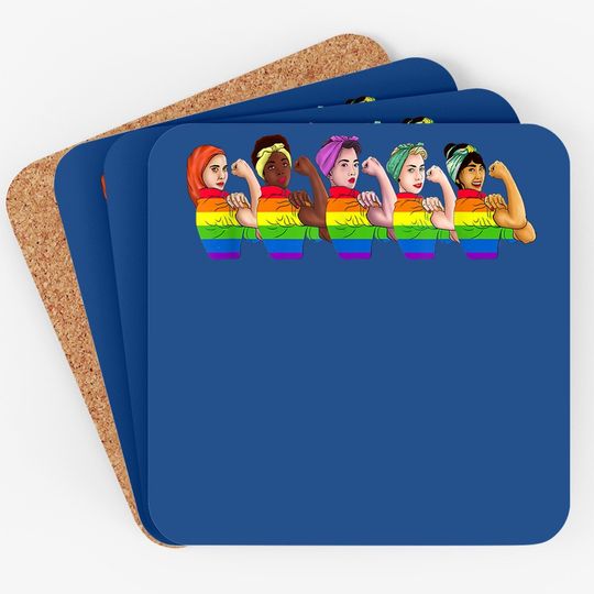 Human Rights Coaster Rainbow Lgbtq Pride Rosie Riveter Coaster