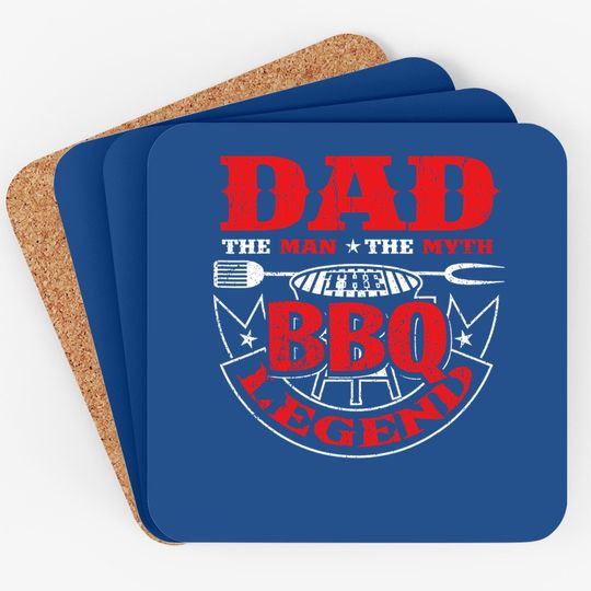 The Man The Myth The Bbq The Legend Smoker Grillin Dad Gifts Coaster