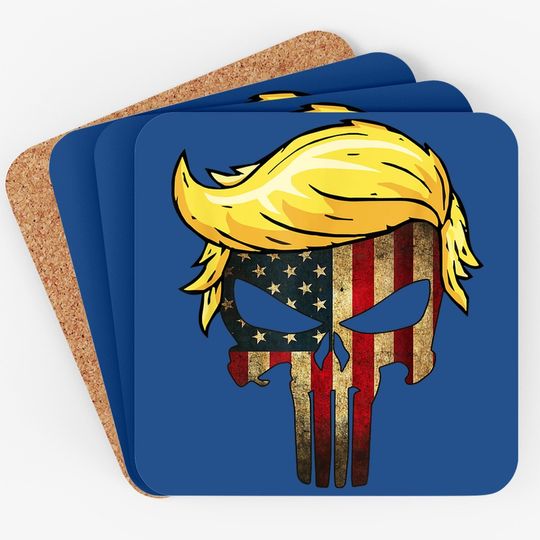 Trump Hair Skull Coaster - 4th Of July Us Flag Trump Gift Coaster