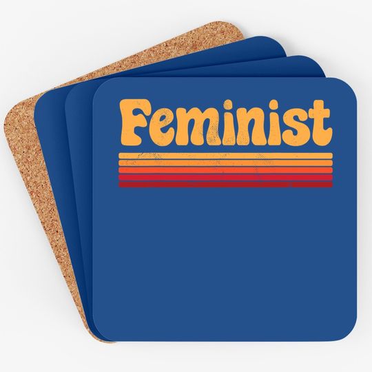 Feminist Retro Vintage 60s 70s Style Feminism Gift Coaster