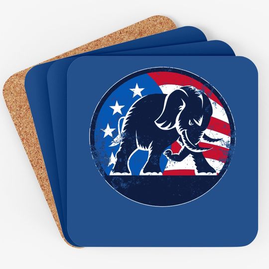 Shirtinvaders Republican Party Elephant Logo - Distressed Print Coaster