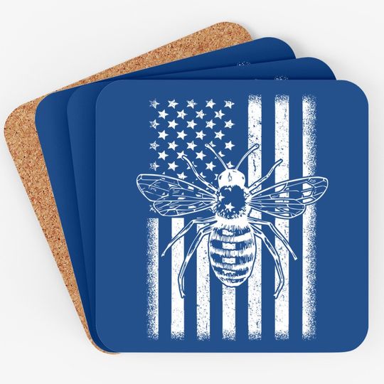 American Flag Honey Bee Honeycomb Beekeeper Beekeeping Coaster