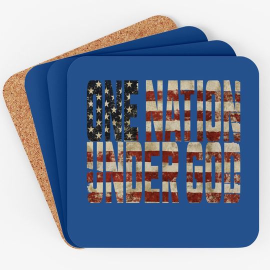 One Nation Under God Weathered American Flag Patriotic Coaster