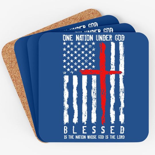 Patriotic Christian Coaster "blessed" One Nation Under God