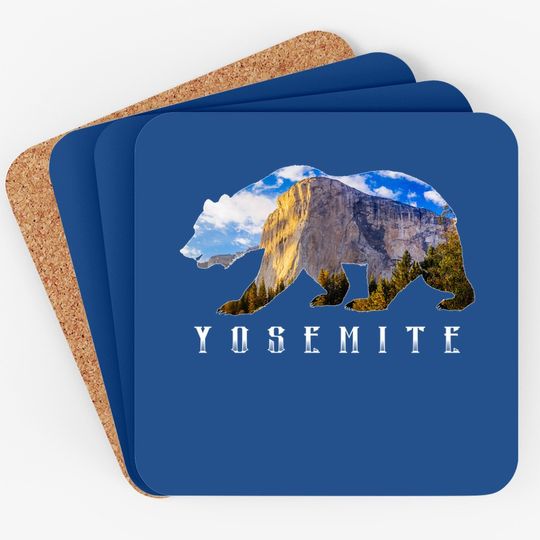 California Bear With Yosemite National Park Image Souvenir Coaster
