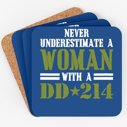 Never Underestimate A With Dd 214 Veterans Day Coaster