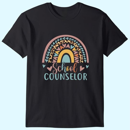 School Counselor Rainbow Leopard Print T-Shirt