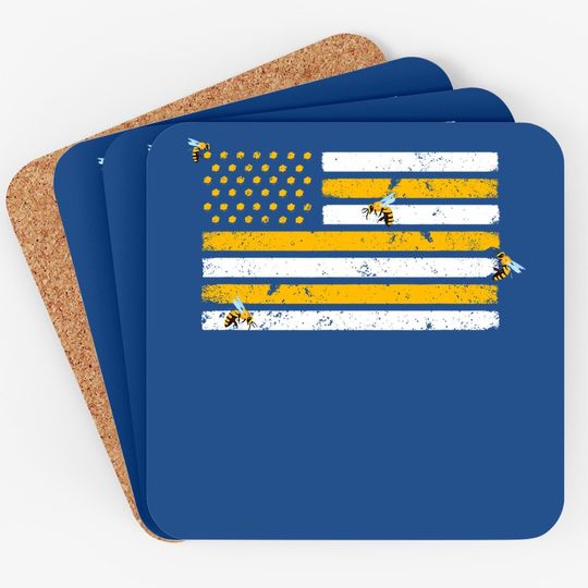 Beekeeper Patriotic American Flag Honeycomb Coaster