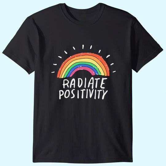 Rainbow Pride Shirt Radiate Positivity T-Shirt PrideFest Cute Graphic Tees Women Summer Casual Tops