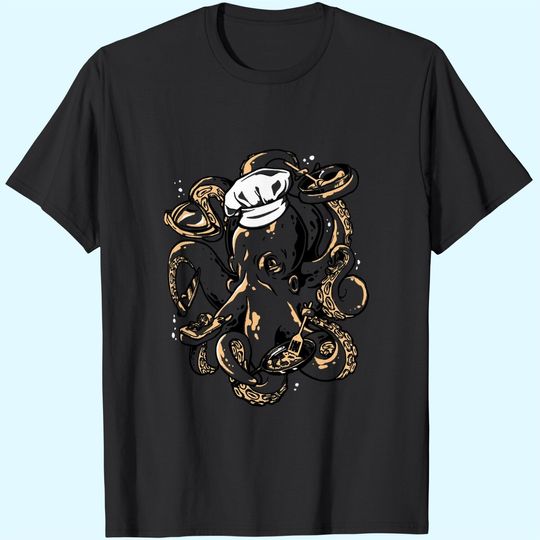 Octopus Chef, Restaurant Joke Kitchen Staff Cooking Humor Cute Graphic T-Shirt