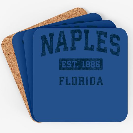 Naples Florida Fl Vintage Sports Design Navy Print Coaster