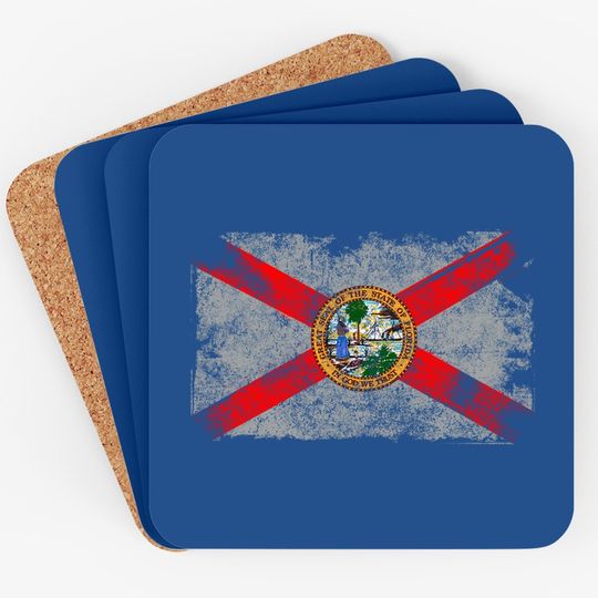 Distressed Vintage Retro Usa Patriotic Fl State Florida Flag Coaster