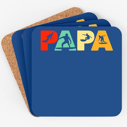 Surf Dad, Retro Papa Surfing Father's Gift Coaster