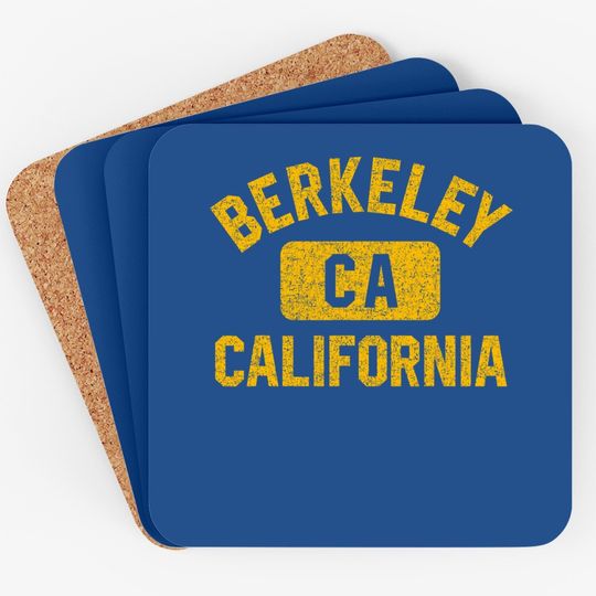 Berkeley Ca California Gym Style Distressed Amber Print Coaster