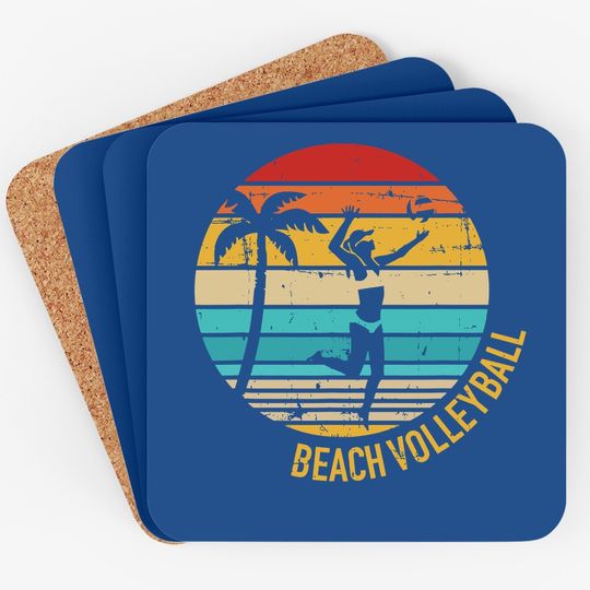 Beach Volleyball Vintage Retro Coaster