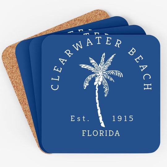 Retro Cool Clearwater Beach Florida Coaster