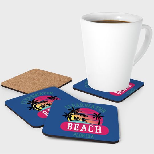 Retro Cool Clearwater Beach Original Florida Beaches Coaster