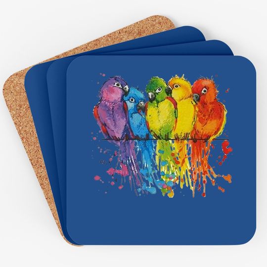 Love Parrot Coaster Watercolor Birds Lover Fans For Coaster