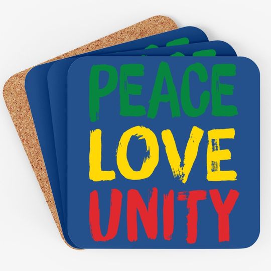Peace Love Unity Rasta Reggae Coaster