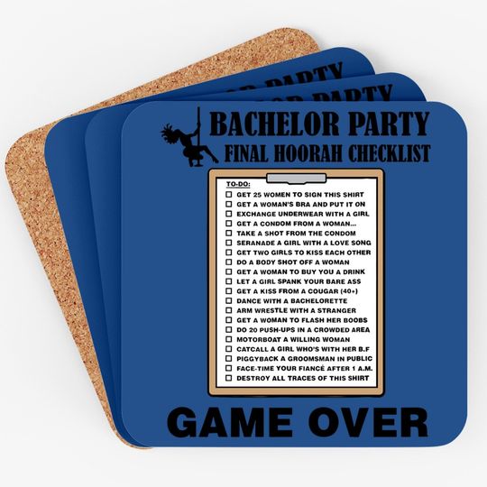 Bachelor Party Checklist Funny Challenge Coaster