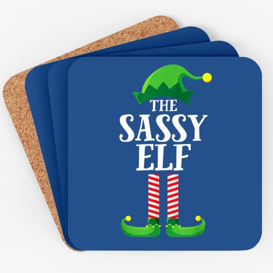 Sassy Elf Matching Family Group Christmas Party Pajama Coaster