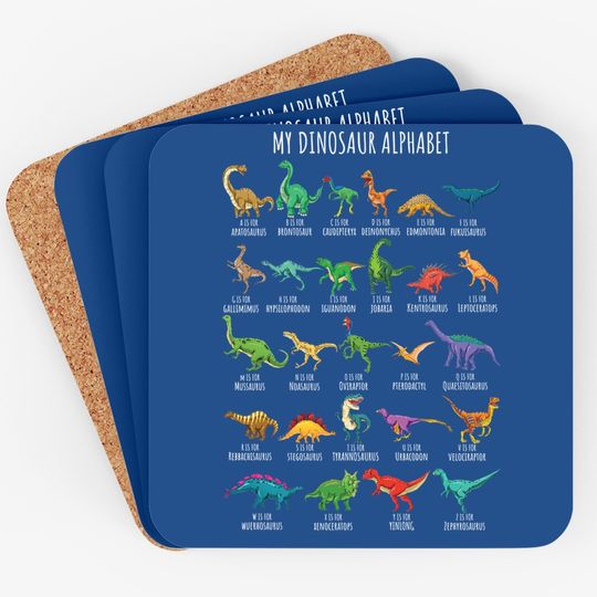 Types Of Dinosaurs Alphabet A-z Abc Dino Identification Coaster