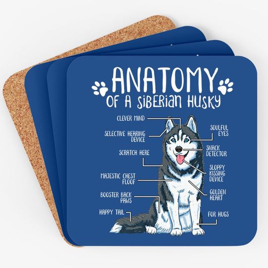 Anatomy Siberian Husky Dog Lover Coaster