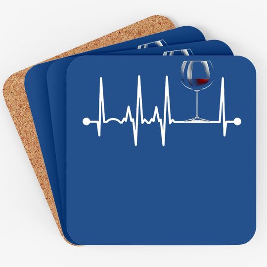 Wine Heartbeat Wine Drinker Lover Tasting Gift Wine Glass Coaster