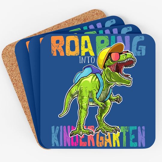 Roaring Kindergarten Dinosaur T Rex Back To School Boys Coaster