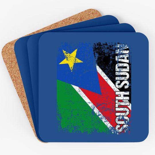 South Sudan Flag Vintage Distressed South Sudan Coaster