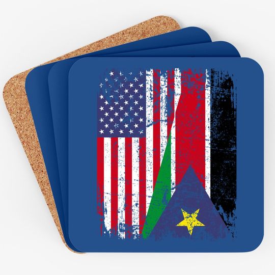 Sudanese Roots | Half American Flag | South Sudanese Flag Coaster
