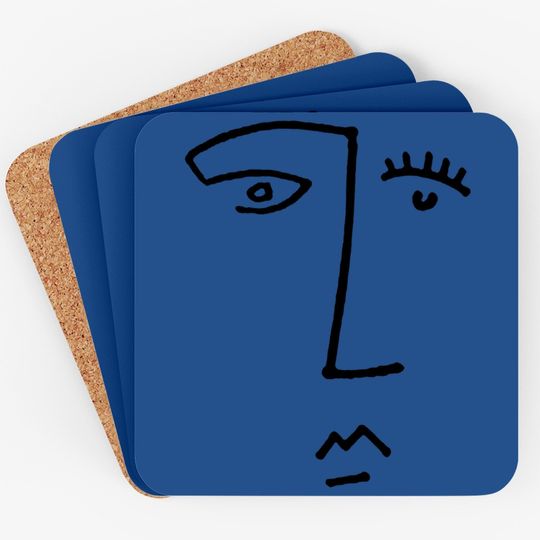Artistic Line Drawing Abstract Face Coaster