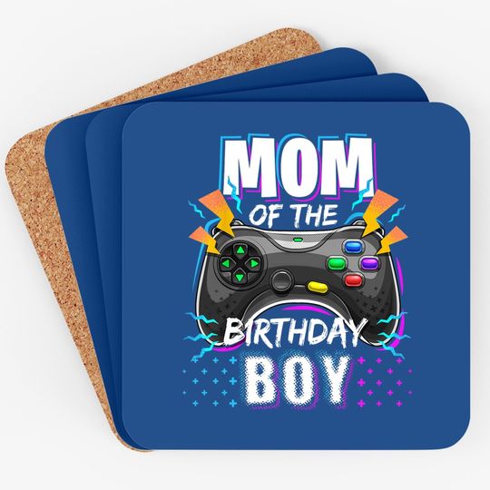 Mom Of The Birthday Boy Matching Video Gamer Coaster