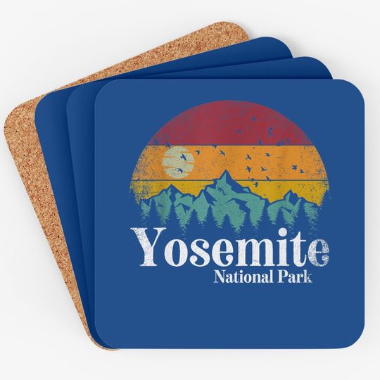 Yosemite National Park Retro Style Hiking Vintage California Coaster