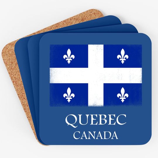 Quebec Canada Flag Vintage Canadian Flag Coaster
