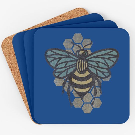 Retro Beekeeper Coaster - Vintage Save The Bees Bumblebee