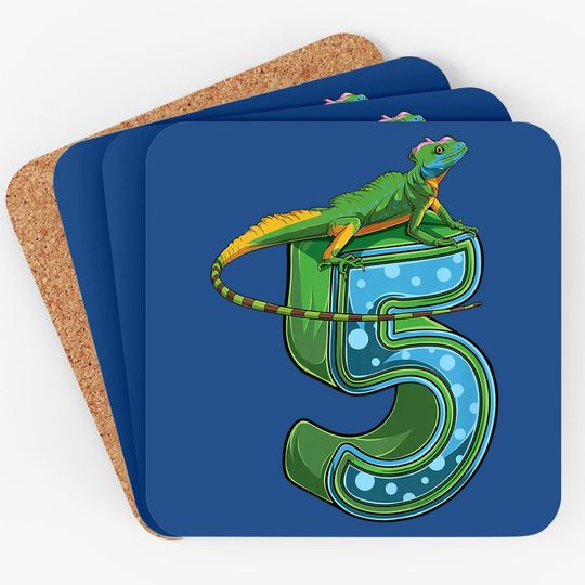 5 Year Old Lizard Reptile 5th Birthday Party Coaster