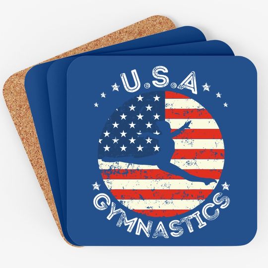 Usa Vintage Gymnastics Team Retro Support Usa Gymnast Coaster
