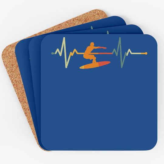 Surf Surfer Gift Heartbeat Waves Surfing Coaster