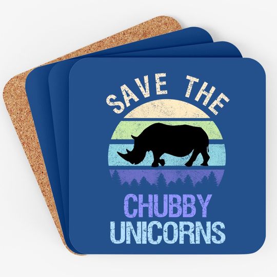 Vintage Sunset Save The Chubby Unicorns Fat Rhino Coaster