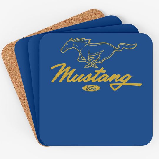 Ford Mustang Pony Script Logo Premium Coaster