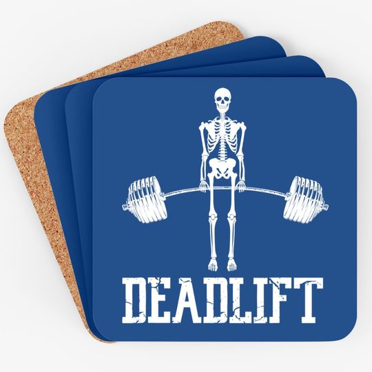 Skeleton Dead Lift Funny Halloween Lifting Weights Coaster