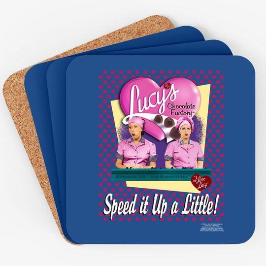 I Love Lucy Coaster Chocolate Factory Speed It Up Pink Coaster