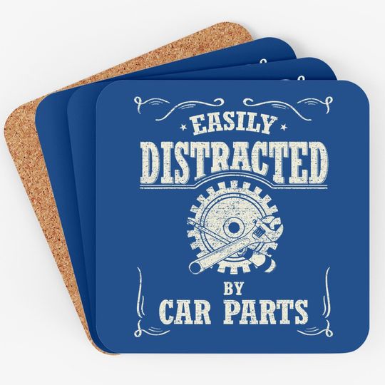 Vintage Car Lover Easily Distracted By Car Parts Coaster